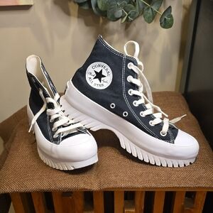 Converse High-Top Platform Sneakers in Black and White